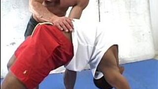 Old muscleman lets a huge black shaft up his ass - porn video