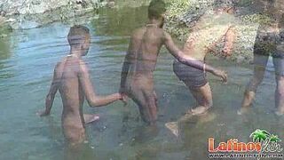 Heated Latinos get wet and go gay under the sun - porn video