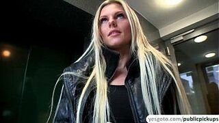Super hot blonde amateur shows tits and gets fucked after getting paid - porn video