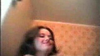 Brunette teen sucking and titfuck in front of amateur cam - porn video