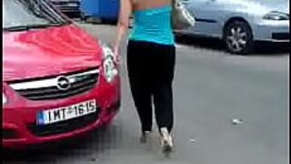 Greek bubble butt walk on road - porn video